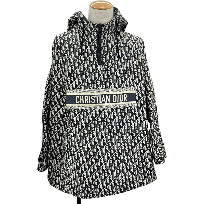 クリスチャン・ディオール Christian Dior オブリーク総柄アノラックジャケット アイボリー ポリステル メンズ パーカー【中古】