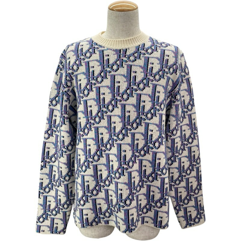 クリスチャン・ディオール Christian Dior オブリーク総柄長袖ニットセーター 033M628AT179 ホワイト ..