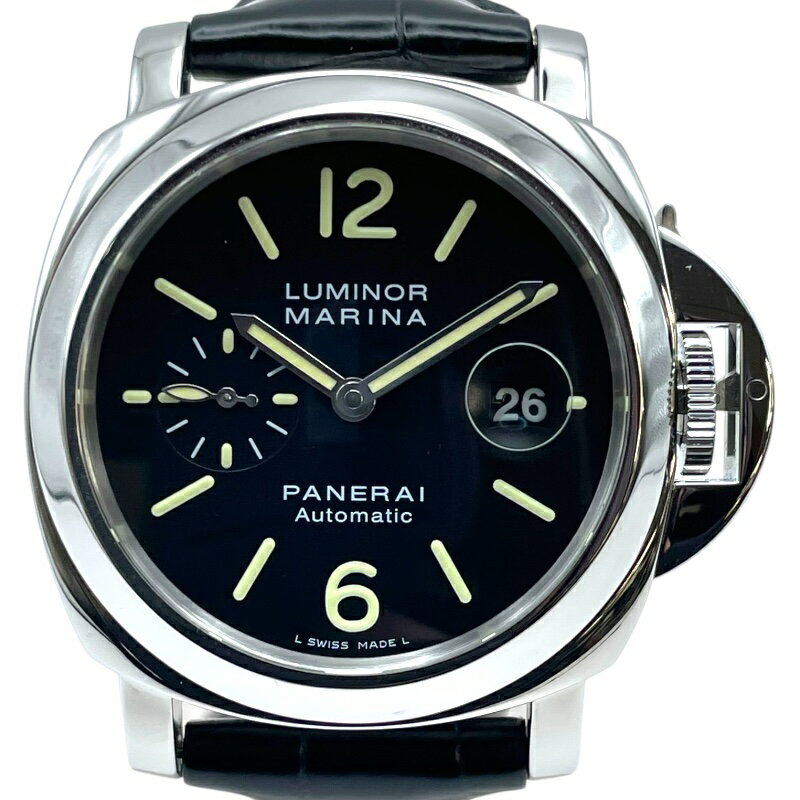 パネライ PANERAI ルミノールマリーナ PAM00104 ブラック SS 自動巻き メンズ 腕 ...
