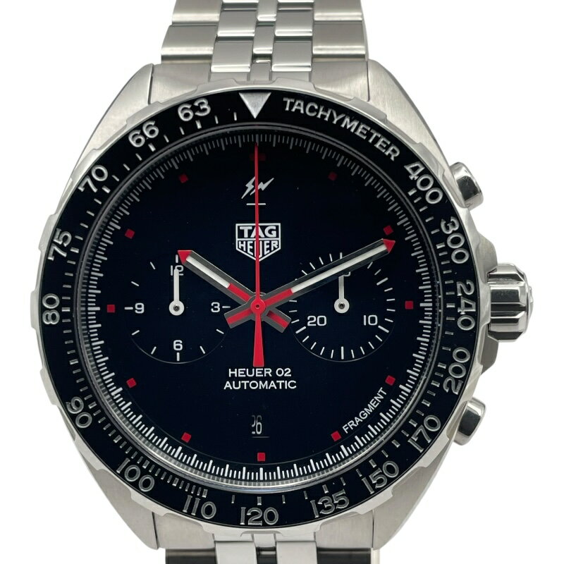 タグ・ホイヤー TAG HEUER フラグメントデザイン キャリバーホイヤー02 クロノグラフ CAZ201A.B0641 ブラック SS メンズ 腕時計【中古】