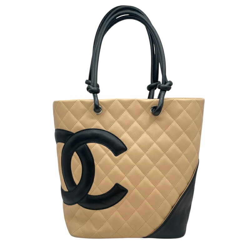 シャネル CHANEL カンボンライントートミディアム A25167 9番台 ベージュ シルバー金具 カーフ レディース トートバッグ【中古】