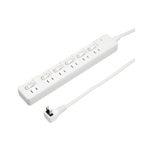 【5個(gè)セット】 YAZAWA 雷ガード付6個(gè)口節(jié)電タップ2mホワイトH8KS662WHX5