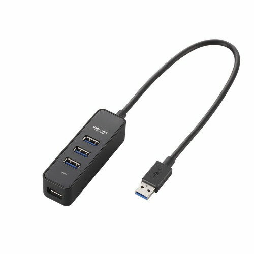 エレコム マグネット付き4ポートUSB3.0ハブ 約30cm ブラック U3H-T405BBK