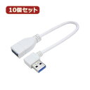 変換名人 10個セット USB3.0L型ケーブル延長20(左L) USB3A-CA20LLX10(2)