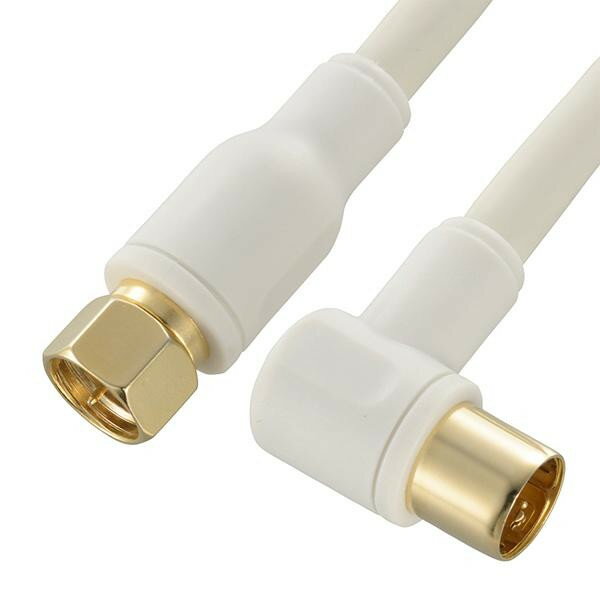 OHM TV接続ケーブル 4C 4K8K対応 F-L型 5m ANT-C5S4FL-W