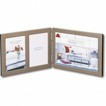 ユーパワー アルミ フォールディング フォトフレーム 3ウィンドー(ブロンズ) AF-01862