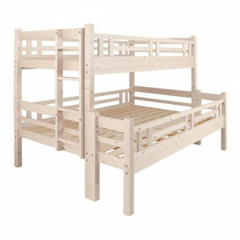 天然木すのこ2段ベッド シングル×ダブル2段 タイプ ホワイト JNL-200-2DXW