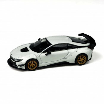 JADI リバティウォーク BMW i8 ホワイト/ゴールドホイール LHD 1/64スケール PA55152