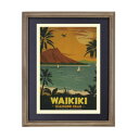 ODハワイアン フレームポスター WAIKIKI SUNSET DE058924