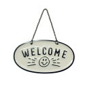ティンWELCOMEサイン スマイル アイボリー DE051826