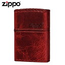 ZIPPO(ジッポー) オイルライター RD-5革巻き 横ロゴ ダメージレッド