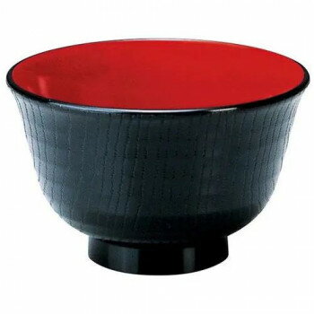 福井クラフト　ろくろ目汁椀大Φ111 黒内朱 51402050