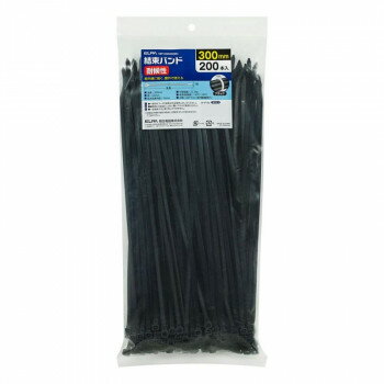 ELPA(エルパ) 結束バンド 耐候性 300mm 200本入 ブラック KBF-N300200(BK)