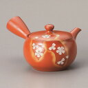 富仙朱泥帯丸扇面桜急須 370cc Y-814