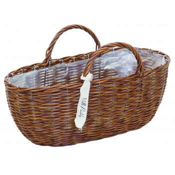 村田屋産業 PPラタンバスケット 楕円型 L Brown 3213