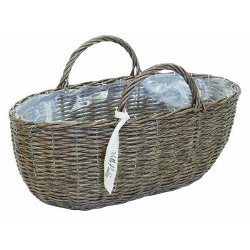 村田屋産業 PPラタンバスケット 楕円型 L Gray 3214