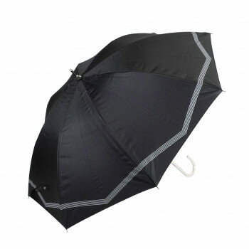 藤田屋 晴雨兼用長傘ショート 50cm 晴雨兼用ショート ボーダーリボン ブラック SS-2551(KT)