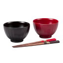 吟朱・溜 夫婦大椀(箸付) 2603