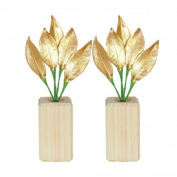 A＆K 日本製プリザーブド 金の榊(極小) 榊立てセット ST-022