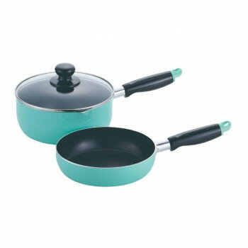 カラフルスマイル IH対応雪平鍋＆フライパン18cmセット(グリーン) CM-9629 1033651