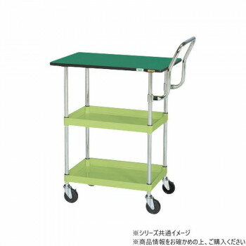 サカエ CSパールワゴン中量 天板付 ハイタイプ取手 グリーン CSP-7572TEHTNU(4)
