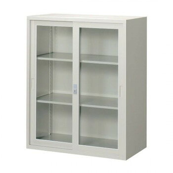 A4対応書庫/D:515タイプ 引違枠付書庫(ガラス戸) H1110 棚板2枚付 ニューグレー FJG52-G11