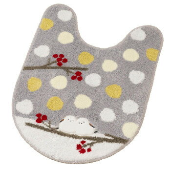 センコー SDS シマエナガちゃん ロング トイレマット 約80×60cm グレー 51626