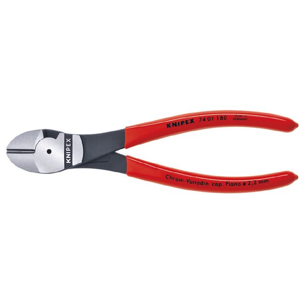 KNIPEX クニペックス 強力型斜ニッパー 硬線用 プラスチックコーティング 全長180mm 7401-180