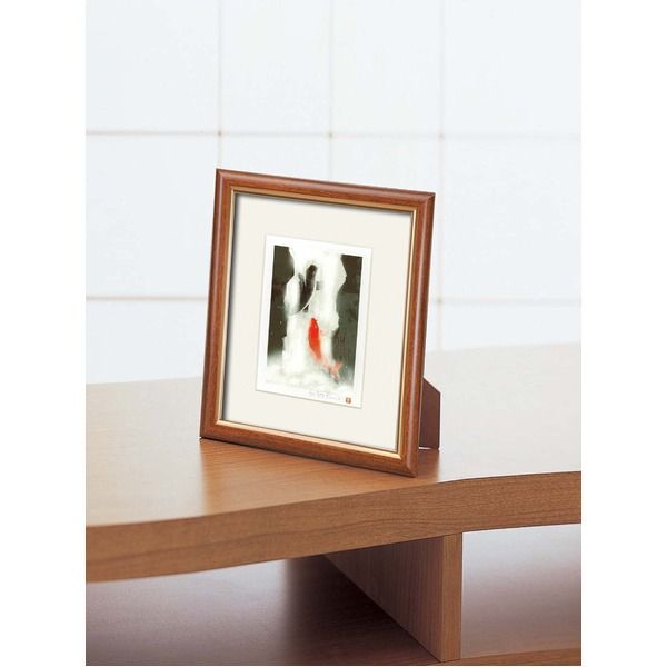 〔 壁掛け 置き型兼用 〕 絵画額 243×293×19?140mm 吉岡浩太郎 「夫婦滝昇り鯉」 スタンド付き 箱入り 日本製