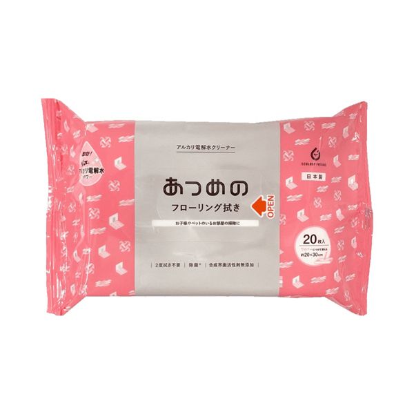 （まとめ） 服部製紙 あつめのフローリング拭き 1パック（20枚） 【×5セット】