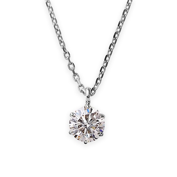 ダイヤモンドペンダント/ネックレス 一粒 K18 ホワイトゴールド 0.2ct ダイヤネックレス 6本爪 Hカラー I1クラス Good 中央宝石研究所ソーティング済み