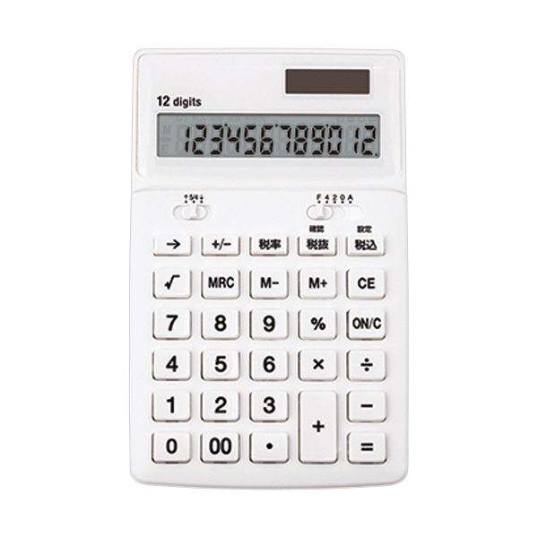 (まとめ)アスカ 抗菌電卓 ホワイト C1249W1台【×2セット】