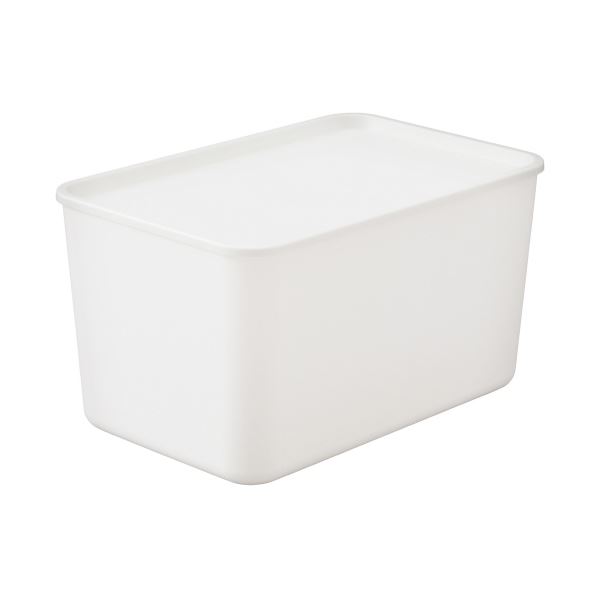（まとめ）アイリスオーヤマ フタ付き積み重ねボックス45D ホワイト（×3セット）