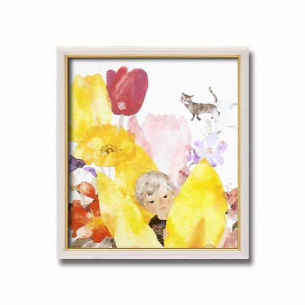 色紙額縁セット フレーム 295mm×324mm×21mm いわさきちひろ かくれんぼ 壁掛け用 ひも付き 日本製 額 額縁