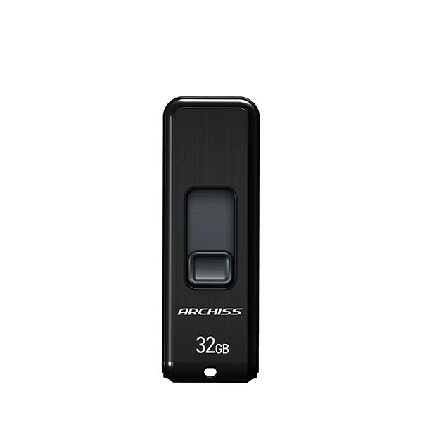 （まとめ） アーキスUSB3.2（Gen1） スライド式フラッシュメモリ 32GB ブラック AS-032GU3-PSB 1個 【×2セット】