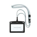 オープン工業吊り下げ名札 フック式 レザー調 ヨコ名刺サイズ クールグレー/黒 NL-24P-1 1セット(10個)