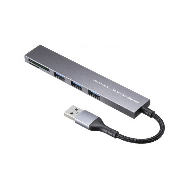 サンワサプライ USB 5Gbps 3ポート スリム ハブ（カードリーダー付き・USB A接続） USB-3HC320MS 1個