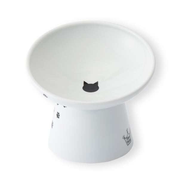 ハッピーダイニング 猫用 脚付フードボウル 斜めタイプ 猫柄 (猫用品)【代引不可】