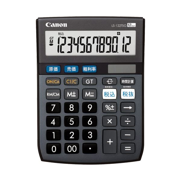 【ご注文について】お客様のご都合による商品のキャンセル・交換・返品・数量変更は一切承っておりません。ご注文の際は慎重にお選びの上、ご注文願います。【納期について】商品説明内に当店がご注文（ご入金）確認後、商品出荷までにかかる営業日数【出荷目安】を表記しています。※土曜・日曜・祝日・年末年始等、当店休業日を含まない営業日で表記しております。商品によっては一時的なメーカー欠品等により、表記の出荷予定日より更にお時間がかかる場合がございます。また、当該商品は他店舗でも在庫を共有しておりますので、在庫更新のタイミングにより在庫切れの場合、やむを得ずキャンセルさせて頂く可能性があります。【送料について】こちらは『同梱区分TS1 ： 1配送先690円（※沖縄県・離島への配送をご希望の場合は別途送料お見積り）』 が適用されます。但し、大型商品の場合など、追加の配送費用がかかることが判明した場合、ご注文後に追加送料がかかる旨のご連絡をさせて頂く場合ございますので予めご了承下さい。沖縄県・離島への配送や大型商品をご希望の場合、送料は自動計算されませんので、ご注文確認後、メールにてご連絡の上、送料の訂正を行わせて頂きます。※『異なる同梱区分の商品』を一緒にご注文頂いた場合は、同梱が出来ません。別配送となり追加送料がかかりますので、ご注文確認後に訂正の上、メールにてご連絡させて頂きます。（送料は自動計算されません。出荷は保留扱いとなります。）【ご注意】配達日はご指定頂けません。食品等の賞味期限・消費期限の残存日数のご指定は承ることが出来ません。メール便・定形外郵便等はご指定頂けません。一部商品を除きラッピング（包装）・のしがけは承ることが出来ません。配送業者のご指定不可。置き配は破損・汚損・紛失・盗難などの恐れがあるため、原則としてお断りしております。置き配による破損・汚損・紛失・盗難については保証ができかねますので、あらかじめご承知おきください。キヤノン 電卓 LS-122TSG12桁 ミニ卓上タイプ 5571B001 1台■商品内容ミニ電卓なのに大型表示!環境にも配慮した実務電卓■商品スペック桁数：12桁寸法：W107.5×D148×H31mm質量：132gメモリー：2機能：計算状態表示、大型表示、早打ち対応、税計算、時間計算表示部：傾斜保証期間：1年備考：※質量は電池含む■送料・配送についての注意事項●本商品の出荷目安は【1 - 7営業日　※土日・祝除く】となります。●お取り寄せ商品のため、稀にご注文入れ違い等により欠品・遅延となる場合がございます。[ 5571B001 ]●広告文責：株式会社プロヴィジョン