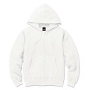 裏起毛 フルジップ パーカー XLサイズ ホワイト 12.5oz ヘビーウェイト 綿混 コットン混 保温力抜群 男女兼用