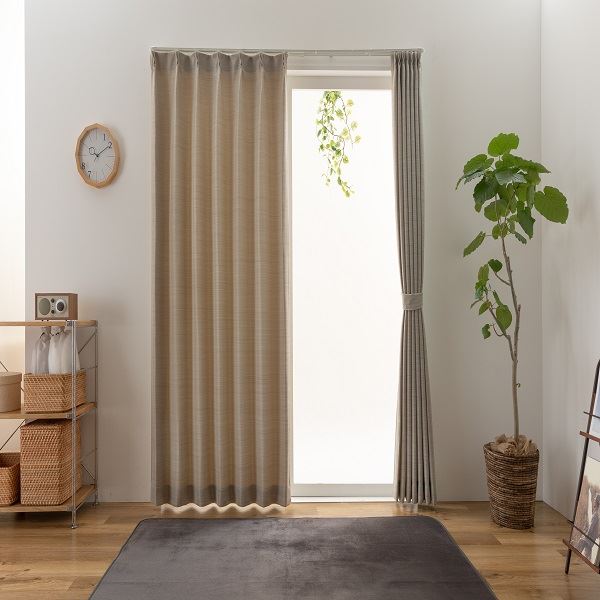 日本製 カーテン ドレープカーテン 遮光 3級遮光 洗える シンプル ナチュラル タッセル付き ウォッシャブル 【幅100cm 長さ235cm 2枚 ベージュ】
