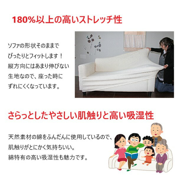 フィットソファカバー 2人掛け【リーブス】グリーン 肘あり 洗える 抗菌 防臭 ストレッチ 伸縮 肘付き かけるだけ ソファーカバー 日本製 国産 [2]