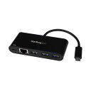 StarTech.com USB Type-C接続 3ポートUSB3.0ハブ USB給電(PD) USB-A×3口/RJ45GbE×1口 ブラック HB30C3...