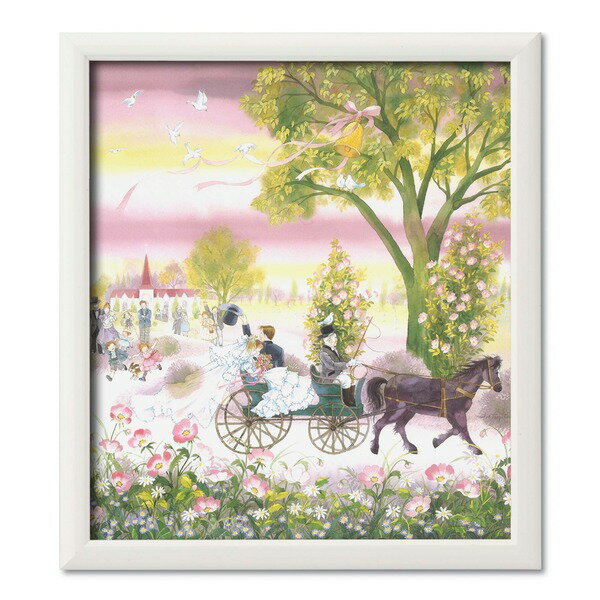 額装 木製額 ホワイト 藤田三歩「ローズガーデンの祝祭」