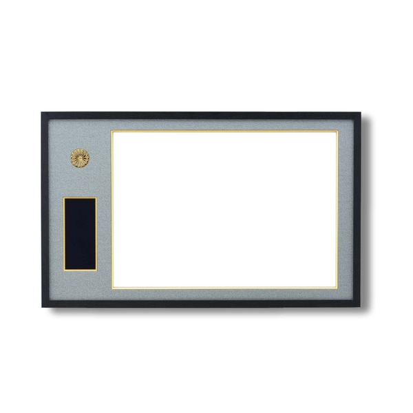 日本製 叙勲額 フレーム 勲記サイズ 595×420mm 黒 グレードンス 化粧箱 黄袋入り 勲記勲章額 フレーム 額縁 額