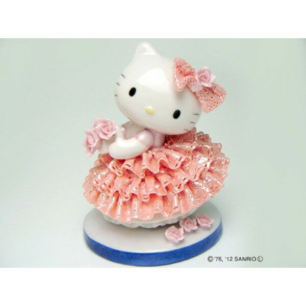 Hello Kitty ハローキティ レースドール 陶製人形 ピンク 磁器 高さ14×ベース径11cm 日本製【代引不可】のサムネイル