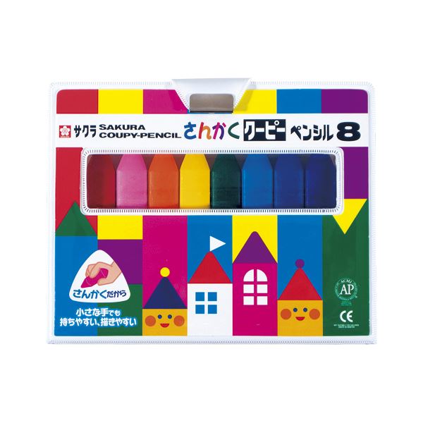 (まとめ) サクラクレパス さんかくクーピーペンシル ソフトケース入 FYL8 入 【×3セット】