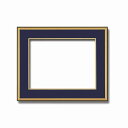 〔 和額 〕 黒い縁に金色フレーム 日本画額 色紙額 木製フレーム 黒金 色紙F8サイズ 455×380mm 紺 額縁 額 フレーム