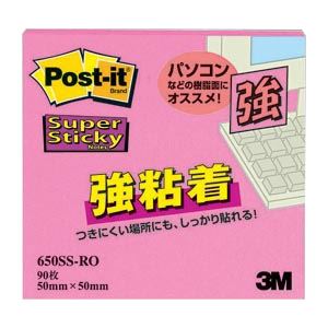 （まとめ） 住友スリーエム ポストイット(R) 強粘着シリーズ ノート単品 650SS-RO ローズ