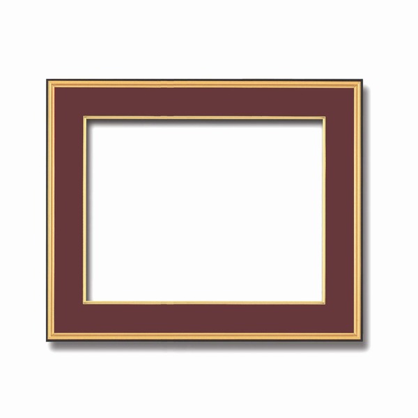 〔 和額 〕 黒い縁に金色フレーム 日本画額 色紙額 木製フレーム 黒金 色紙F10サイズ 530×455mm エンジ 額縁 額 フレーム